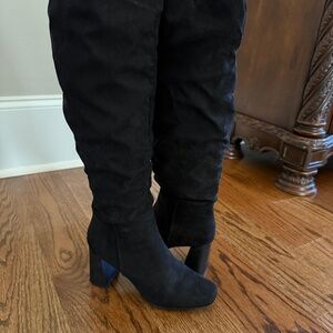 Black suede knee height boots